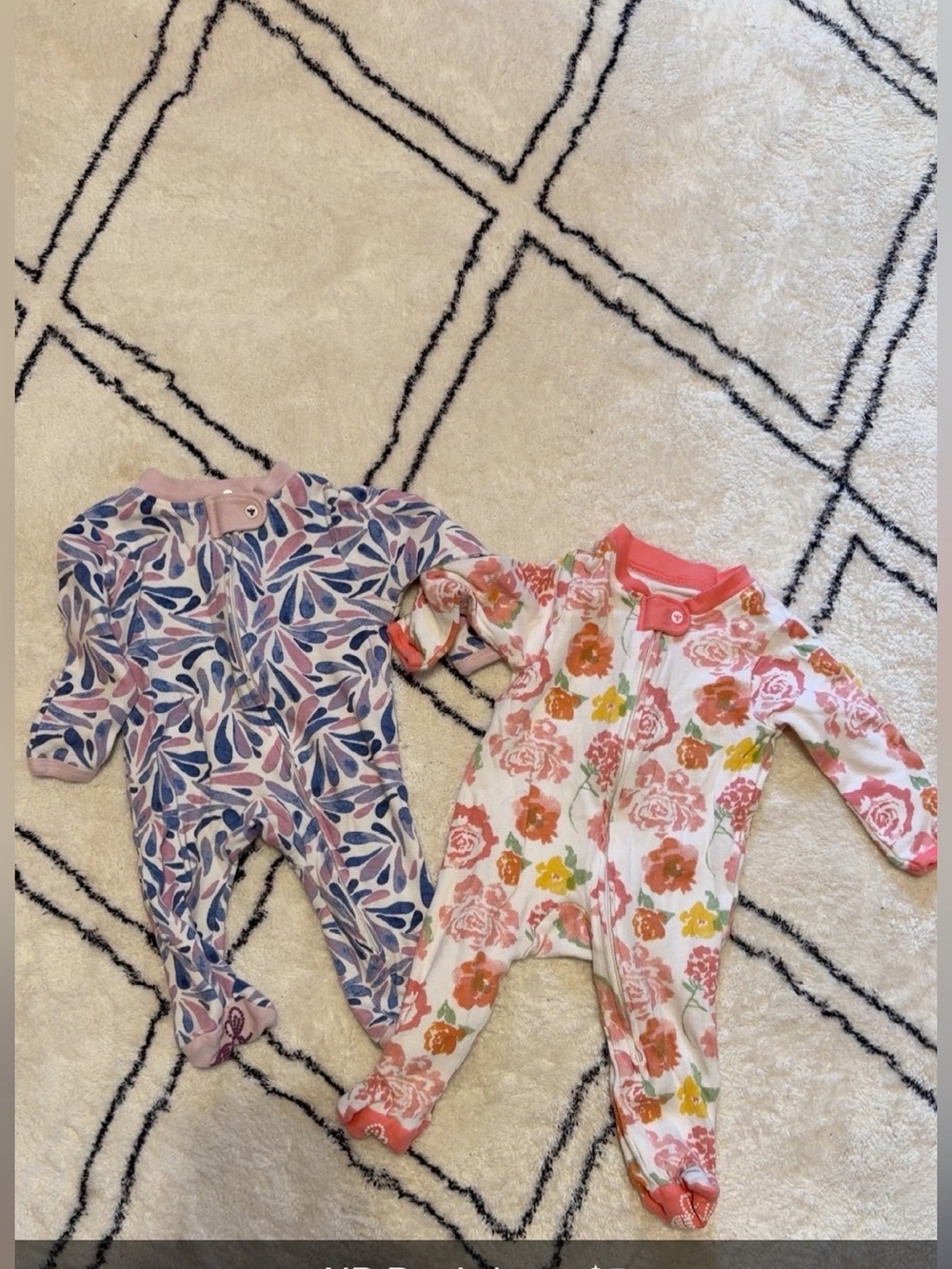 Burt's Bees Baby Floral & Leaf Print Footed One-Piece Set - Pink, Coral, Navy